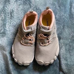 Sporto Women's Athletic Shoes - Light Gray and Soft Pink